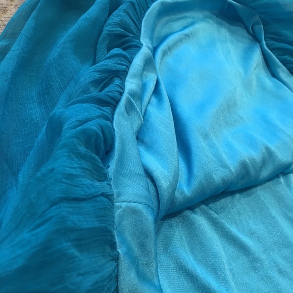 Turquoise Dress 👗 Flowy Halter - Picture 5 of 7